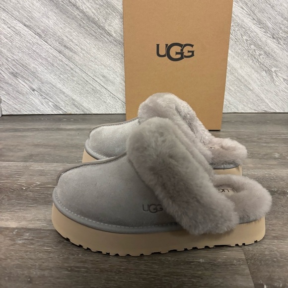 UGG | Disquette Cozy Fur Lines Slippers In Campfire Grey NEW - Picture 5 of 12